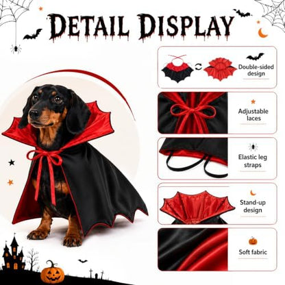 Dog Halloween Costumes for Small Medium Dogs Cats Upgraded, Funny Small Dog Devil Costumes for Trick-or-Treating, Cosplay, Parties, Photo Shoots Adjustable 10-20 Inches(Red) - Image 3