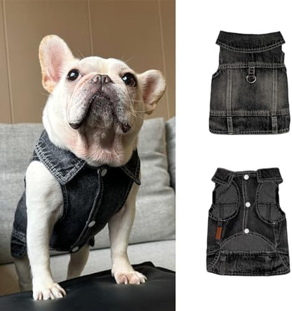 Small Dog Jean Jacket,Pet Costumes Black Denim Coat,Puppy Clothes(XL) - Image 5