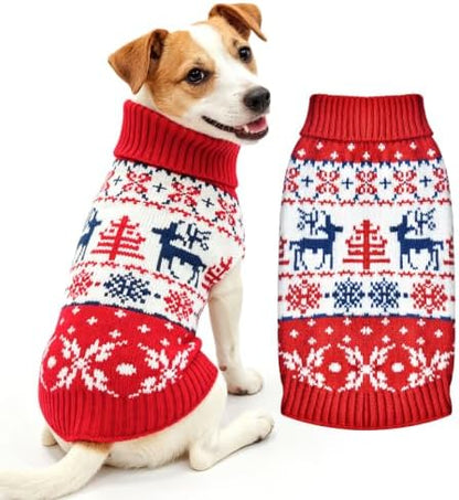 Dog Christmas Sweater, Knitted Dog Sweater for Small Dogs Girl Boy by SEHFKKD