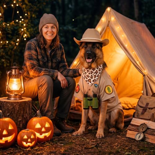 4 Pcs Halloween Dogs Safari Explorer Costume Set Outfit for Pet Cats, XL - Image 4