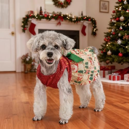 Dog Christmas Outfit Cute Dog Christmas Dress with Bowknot Tulle Puppy Clothes for Small Medium Dogs Cats Boys Girls Pet Costume - Image 2