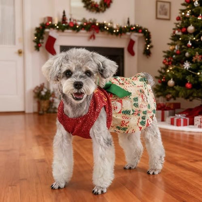 Dog Christmas Outfit Cute Dog Christmas Dress with Bowknot Tulle Puppy Clothes for Small Medium Dogs Cats Boys Girls Pet Costume - Image 2