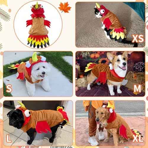 T2Y Dog Costumes Dog Turkey Costume, Thanksgiving Costume Pet Clothes Apparel for Thanksgiving Christmas Cosplay for Small Medium and Large Dogs [S] - Image 3