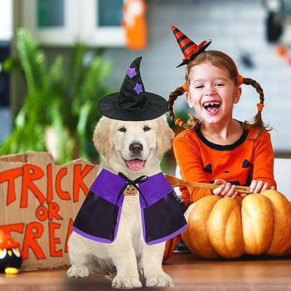 GOYOSWA Dog Halloween Costumes Dog Witch Cloak Cape Wizard Hat Halloween Costumes for Dogs Small Medium Large Breed (Small) - Image 6
