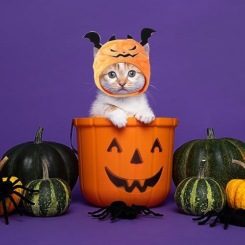 ALIBBON Cat Halloween Devil Costume Dog Halloween Devil Hat Pet Headdress for Halloween Party Adjustable Devil Cap Orange Devil Hat Dress Up for Puppy Kitty Halloween Cosplay Costume - Image 5