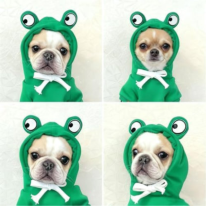 Fleece Lined Warm Dog Hoodie Sweatshirt Pet Winter Coat, Frog XS - Image 3