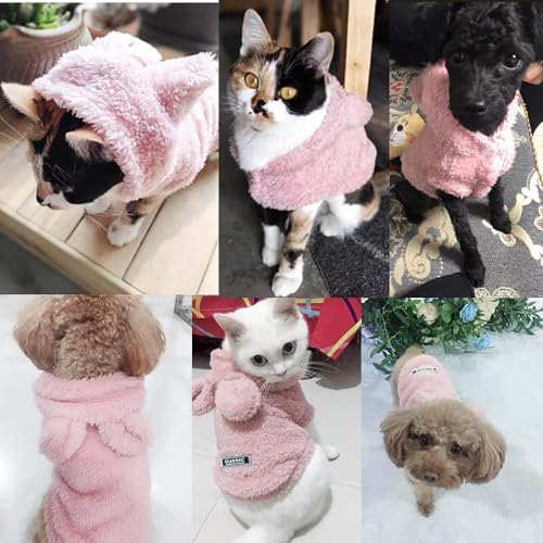 Easter Dog & Cat Outfit - Bunny Ears Hoodies, Fleece Puppy Clothes, Warm Dog Sweatshirt & Cat Costume (Large, Pink) - Image 5