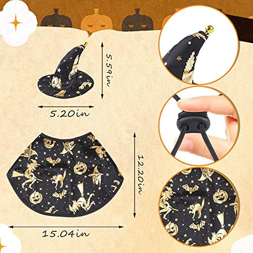 Estivaux Pet Halloween Costumes Dogs Cats Halloween Witch Pet Costume Cape Hat Halloween Vampire Cloak Wizard Cats Cosplay Clothes Apparel for Small Dogs Cats Halloween Party Decorations - Image 2