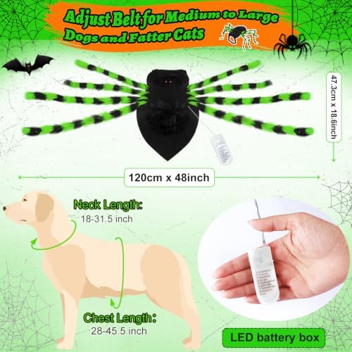 Realistic Halloween Spider Dog Costume for XL Large Dog Cosplay with 64 Led - Image 4