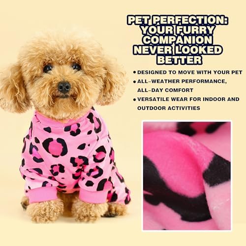 Paiaite Dog Pajamas Onesie: Comfortable Four-Legged Apparel for Small, Medium, & Large Dogs, Polyester Material for Comfort, Wrinkle Resistance, Moisture Wicking, and Stretchiness Pink Leopard XS - Image 7
