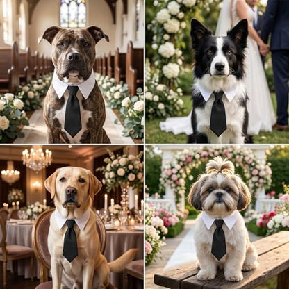 ADOGGYGO Dog Neck Tie Collar, Wedding Dog Tuxedo, Black, Large - Image 2
