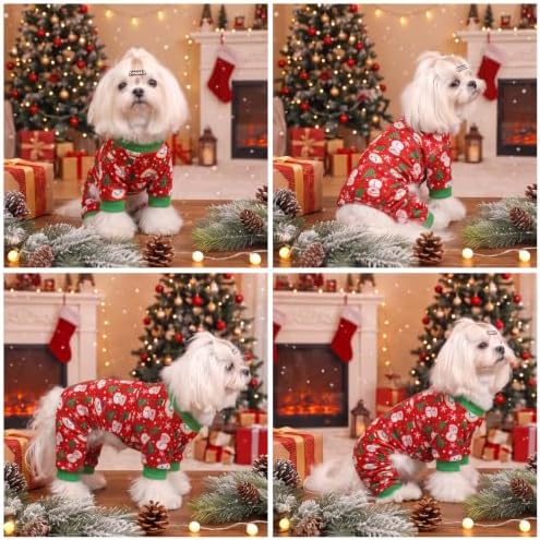 CuteBone Small Dogs Outfit Soft Puppy Onesies Pjs Christmas Dog Pajamas Pet Coat Cat Apparel Comfy Doggie Jumpsuit Bodysuit for All Seasons P358M - Image 2