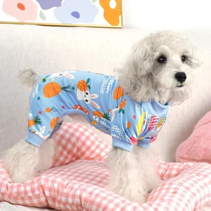 XPUDAC Easter Eggs Dog Pajamas Soft Lightweight Bunny Dog Clothes for Small Medium Dogs Pet Jumpsuit Outfit Cat Apparel-XS - Image 2