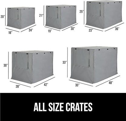 GORILLA GRIP Dog Crate Covers Compatible with Amazon Basics Dog Crates, All Sides Open, Privacy Cover Fits 48" Wire Kennel, Breathable Mesh Windows, Light Reducing Puppy Training Cage Topper, Gray