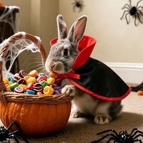 NAMSAN Pet Vampire Costume for Cats Small Dogs Rabbits, Halloween Cat Dracula Cape, Stand-Up Small Dog Vampire Cloak, Halloween Cat Outfit for for Holiday Party Cosplay Statue Decoration - Image 6