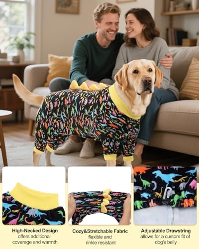 CuteBone Dinosaur Costume Dog Pajamas, Stretchy Spandex Crystal Velvet Sleepwear Coat for Small Dogs, Soft & Warm Pet Outfit Clothes for Cold Weather, Cozy Pullover Design COSP01XXL - Image 3