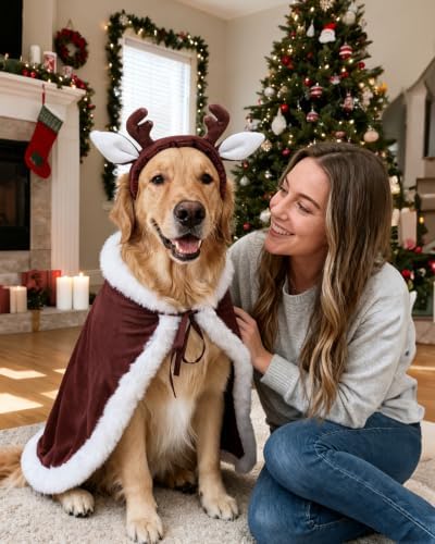 CuteBone Christmas Dog Costumes for Small, Medium, Large Dogs – Reindeer Pet Cosplay Outfits | Cute Puppy Costume for Holiday Party, Dress-Up, Photo Shoots GBZ06XXL - Image 5