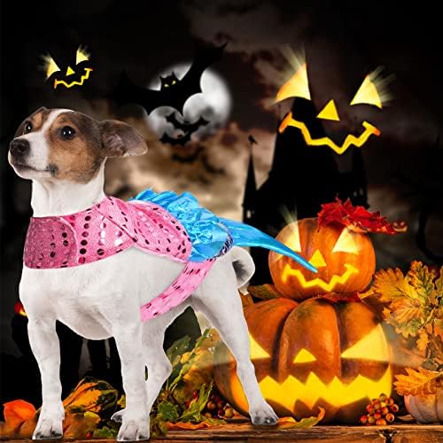 Mermaid Dog Costumes - Funny Shiny Halloween Mermaid Costume for Small to Medium Dogs Puppy, Pet Cat Cosplay Outfit Apparel for Christmas Birthday Parties Photo Props - Image 2
