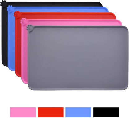 Guardians Silicone Dog Cat Bowl Mat, Non Slip Pet Feeding Mat, Waterproof, Grey, 18.5"x11.8"