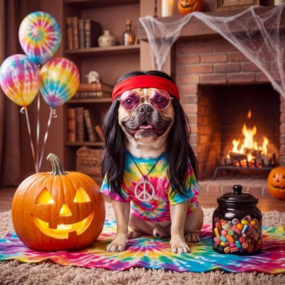 Hillban 5 Pcs Hippie Dog Costume Halloween Pet Costume Accessories, S - Image 6