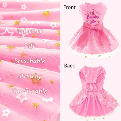 XPUDAC Dog Birthday Dress Puppy Clothes for Small Dogs Girl Birthday Party Tulle Pet Outfit, Cat Appeal-Small - Image 4