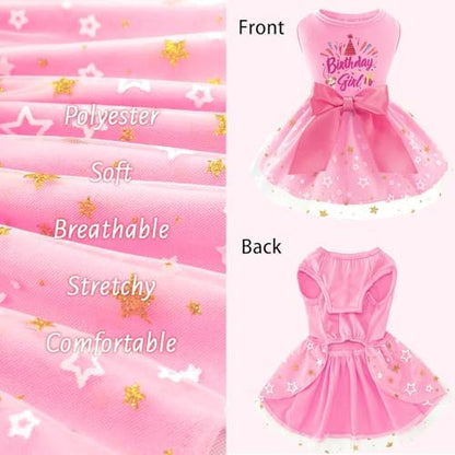 XPUDAC Dog Birthday Dress Puppy Clothes for Small Dogs Girl Birthday Party Tulle Pet Outfit, Cat Appeal-Medium - Image 4