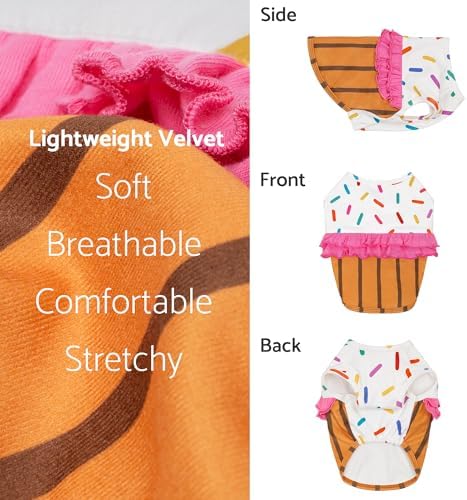 Fitwarm Halloween Dog Cupcake Costume, Funny Clothes for Small Dogs Girl, Pet Birthday Outfit, White, Pink, Brown, Medium - Image 5