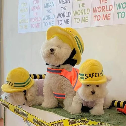 Dog Construction Costume for Medium Dog Helmet and Service Dog Vest Cute Outdoor Workers hat for pet Halloween Architect ostume - Image 2