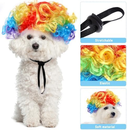 1pcs Funny Pets Wigs for Dog, Funny Rainbow Curly Dog Wig Adjustable Pet Wigs for Halloween Pet Cat Decoration Accessories for Halloween, Christmas, Parties Cosplay - Image 2