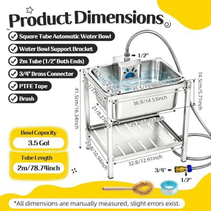 Automatic Dog Water Bowl Dispenser 3.5Gal Auto-Fill Pet Waterer