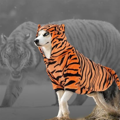 DELIFUR Large Dog Tiger Costume - Tiger Halloween Costume for Medium Large Dogs Golden Retriever Labrador Rottweiler Cute Hoodie Outfit (Yellow, XXXX-Large) - Image 3
