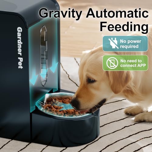 Gravity Automatic Cat Feeder, Water & Food Dispenser Set, Stainless Bowls