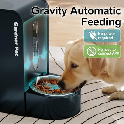 Gravity Automatic Cat Feeder, Water & Food Dispenser Set, Stainless Bowls