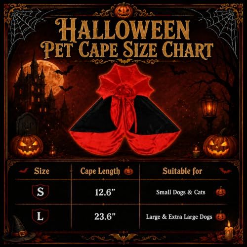 Dog Halloween Costumes for Small Medium Large Dogs Cats, Adjustable Cat Dog Vampire Costume Cloak Stand-Collar,Small Dog Halloween Costumes for Dachshund French Bulldog Chihuahua Yorkie (Black, S) - Image 5