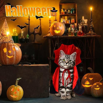 Halloween Cat Costume Vampire Cape for Small Medium Dogs Cats Witch Cloak - Image 3