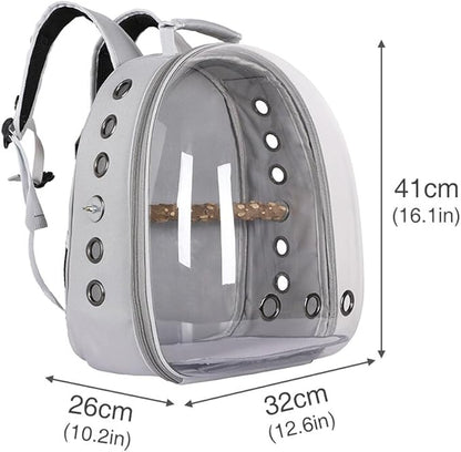 Bird Carrier Backpack, Bird Travel Carrier with Standing Perch, Lightweight Breathable Parrot Cage for Small Birds, Green Cheek, Cockatiel, Parrot