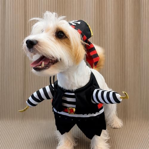 Captain Pirate Pet Halloween Costume, and Pirate Hat - Small to Medium-Large Breed Funny Clothes Outfit Apparel (Large) - Image 6