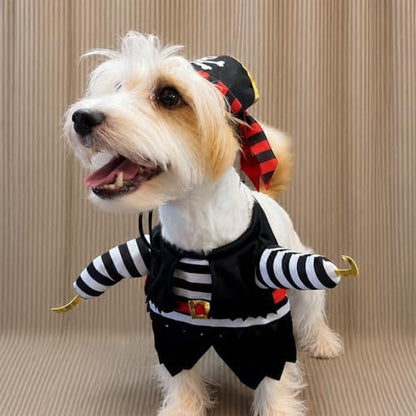 Captain Pirate Pet Halloween Costume, and Pirate Hat - Small to Medium-Large Breed Funny Clothes Outfit Apparel (Small) - Image 6