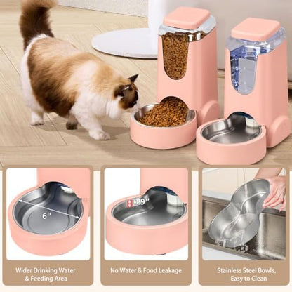 WyfKyd Auto Cat Feeder and Dog Water Dispenser with Stainless Steel Bowl