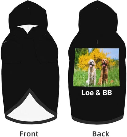 Personalized Dog Hoodie Customized with Name Photo Pet Warm Sweater Hoodie for Medium Large Dogs & Cat Puppy, Tan, XL