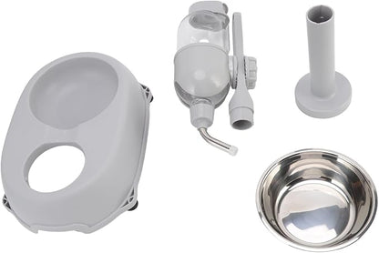Pet Standing Water Dispenser, Multifunctional 2 in 1 Detachable Height Adjustable Pet Puppy Dog Kitten Bowl 500ml, Automatic Standing Water Feeder for Puppy Dwarf Dog Cat,Grey