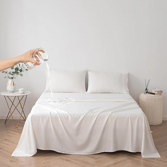 DUJUIKE Waterproof Bed Cover for Dog and Cats,Pet Hair Resistant Bed Sheet Cover, Protective BedLinerCover with 100% Waterproof Breathable Thin Fabric (White, Super King 90 * 118 inch)