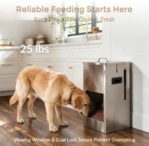 Automatic Dog Feeder Large Breed 25 Lbs, Dog Food Dispenser for Dry Kibble