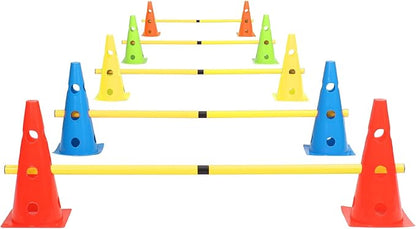 Dog Jump Agility Training Set Puppy Agility Training Hurdle 10 Cones & 5 Poles Combo for Backyard Adjustable Obstacle Training Course Equipment Outdoor Indoor