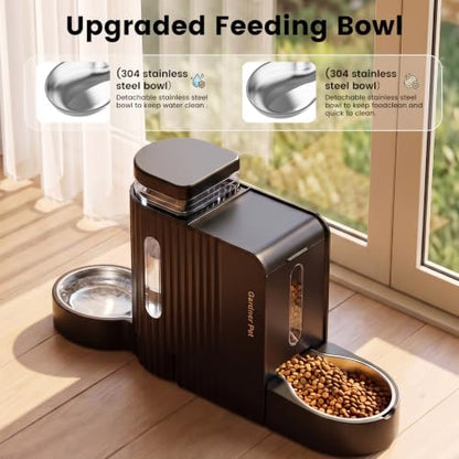 Dog Water & Food Dispenser Set, Gravity Automatic Pet Feeder, 4L x 2