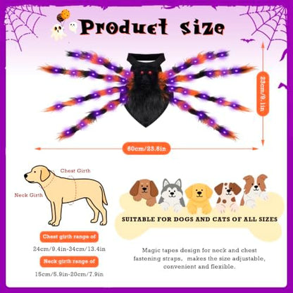 Halloween Spider Costume for Small Dog - Glowing Funny Cats Pet Costumes - Image 5