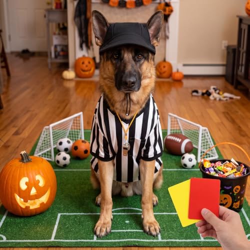 Halloween Large Dog Referee Costume Set with Shirt Cap Whistle Cards, XL - Image 2