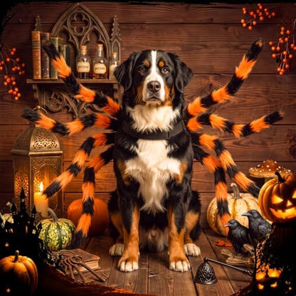 Huhumy Halloween Spider Costume with Safety Harness for Pets, Orange, L - Image 6