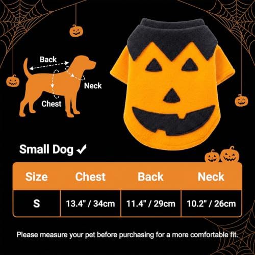 Halloween Funny Dog Pumpkin Costume for Small Dogs Halloween Outfit (S) - Image 2