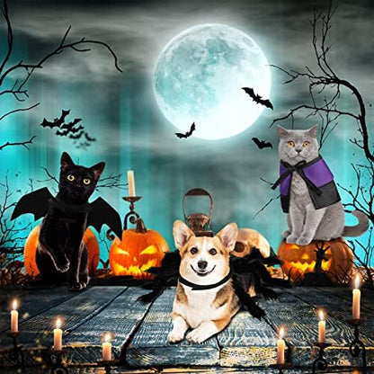 Syhood 3 Pcs Halloween Cat Dog Costume Set,Pet Bat Vampire Cloak,S,Cool - Image 3